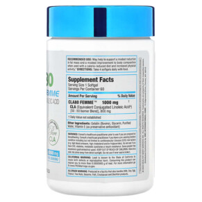 Thành phần vi chất của ALLMAX CLA80 Femme Premium Grade Conjugated Linoleic Acid 1.000 mg 60 Softgels 665553200347