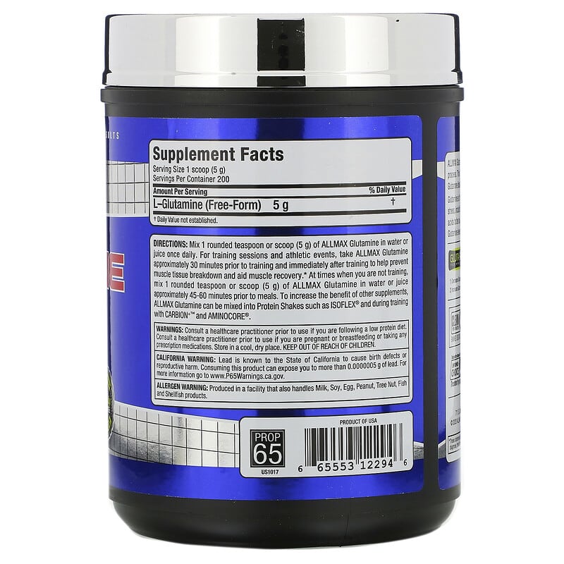 ALLMAX Glutamine 2.20 lbs (1.000 g) 2 Thành phần vi chất của ALLMAX Glutamine 2.20 lbs (1.000 g) 665553122946