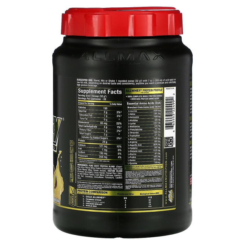 ALLMAX Gold AllWhey 100% Premium Whey Protein Chocolate Peanut Butter 2 lbs (907 g) 2 Thành phần vi chất của ALLMAX Gold AllWhey 100% Premium Whey Protein Chocolate Peanut Butter 2 lbs (907 g) 665553224992