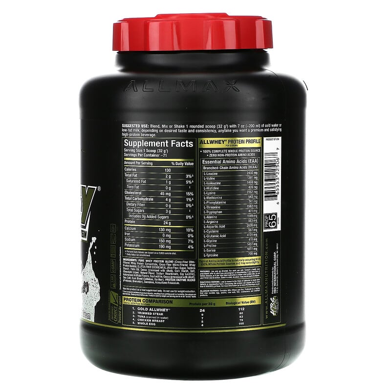 ALLMAX Gold AllWhey 100% Premium Whey Protein Cookies & Cream 5 lbs (2.27 kg) 2 Thành phần vi chất của ALLMAX Gold AllWhey 100% Premium Whey Protein Cookies & Cream 5 lbs (2.27 kg) 665553225067