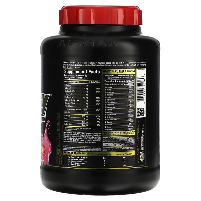 ALLMAX Gold AllWhey Premium Whey Protein Strawberry 5 lbs (2.27 kg) 2 Thành phần vi chất của ALLMAX Gold AllWhey Premium Whey Protein Strawberry 5 lbs (2.27 kg) 665553121369
