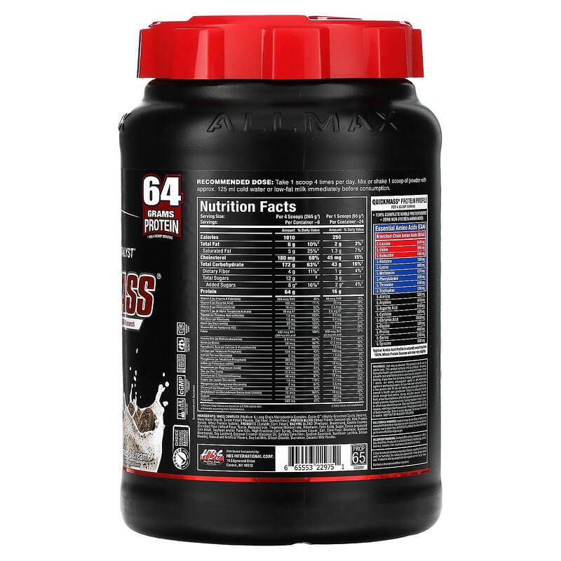 ALLMAX QuickMass Rapid Mass Gain Catalyst Cookies & Cream 3.5 lbs (1.59 kg) 2 Thành phần vi chất của ALLMAX QuickMass Rapid Mass Gain Catalyst Cookies & Cream 3.5 lbs (1.59 kg) 665553229751