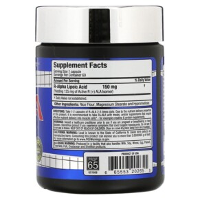 Thành phần vi chất của ALLMAX R+ALA 60 Capsules 665553202655