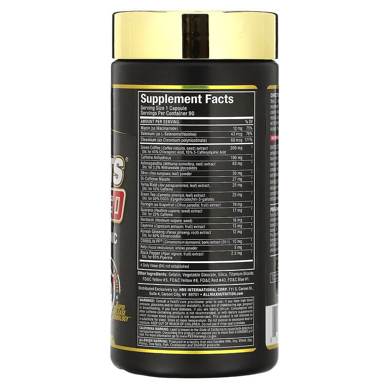 ALLMAX Rapidcuts Shredded Extreme Thermogenic Fat Burner 90 Capsules 2 Thành phần vi chất của ALLMAX Rapidcuts Shredded Extreme Thermogenic Fat Burner 90 Capsules 665553201757