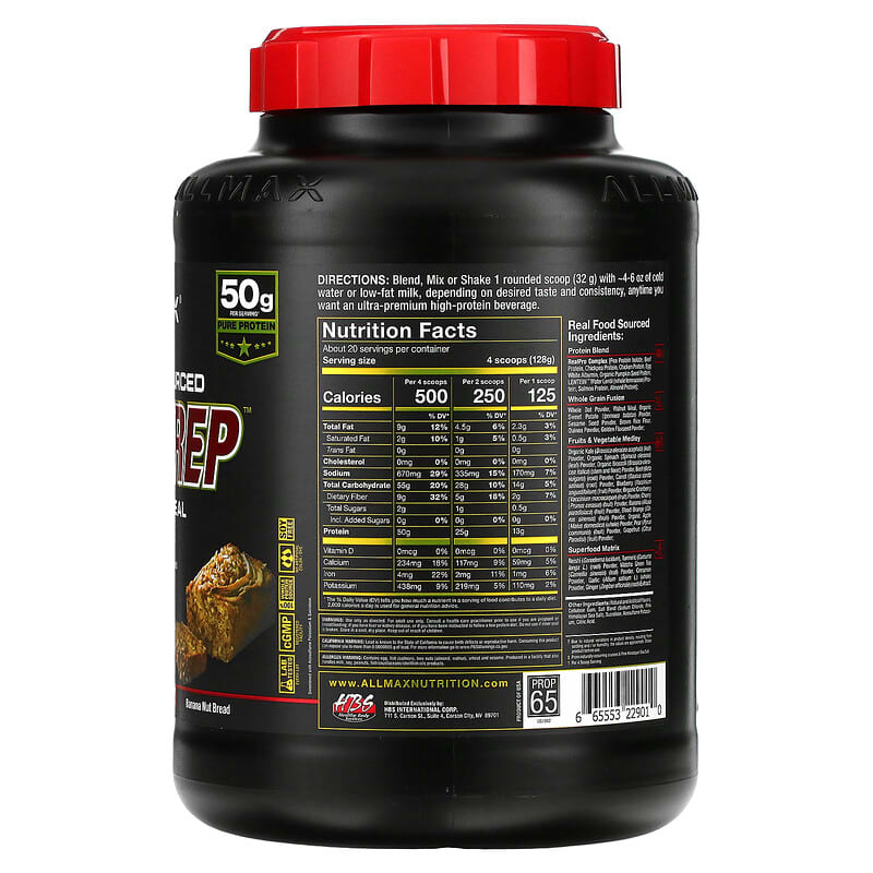 ALLMAX Real Food Sourced Meal Prep All-in-One Meal Banana Nut Bread 5.6 lb (2.54 kg) 2 Thành phần vi chất của ALLMAX Real Food Sourced Meal Prep All-in-One Meal Banana Nut Bread 5.6 lb (2.54 kg) 665553229010