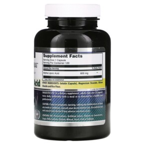 Thành phần vi chất của Amazing Nutrition Alpha Lipoic Acid 600 mg 120 Capsules 810180021265