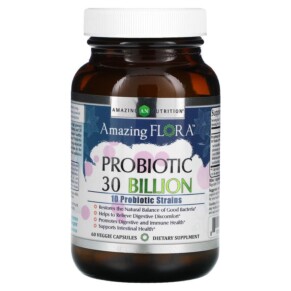 Thực phẩm chức năng Amazing Nutrition Amazing Flora Probiotic 30 Billion CFU 60 Veggie Capsules 810180024112