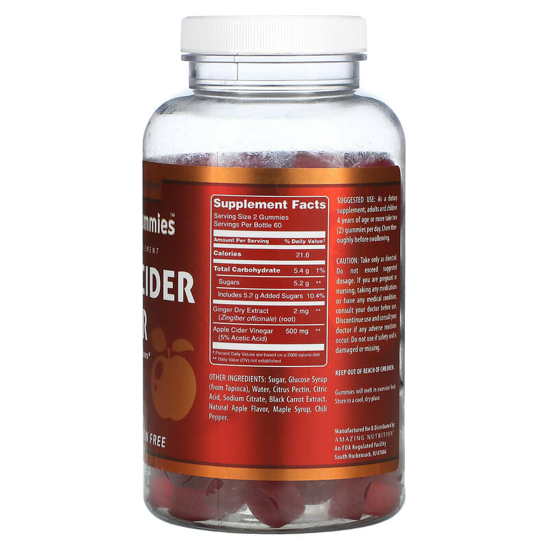 Amazing Nutrition Amazing Gummies Apple Cider Vinegar Apple 120 Gummies 2 Thành phần vi chất của Amazing Nutrition Amazing Gummies Apple Cider Vinegar Apple 120 Gummies 810180026406