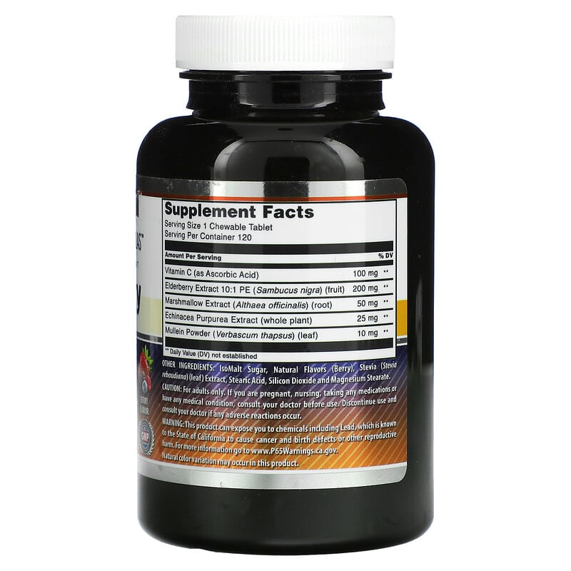 Amazing Nutrition Elderberry Complex Berry 120 Chewable Tablets 2 Thành phần vi chất của Amazing Nutrition Elderberry Complex Berry 120 Chewable Tablets 819209028902