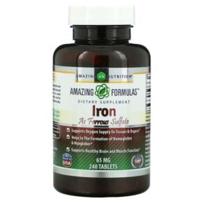 Thực phẩm chức năng Amazing Nutrition Iron As Ferrous Sulfate 65 mg 240 Tablets 810180022972