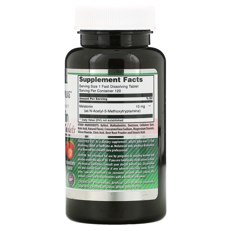 Amazing Nutrition Melatonin Strawberry 10 mg 120 Tablets 2 Thành phần vi chất của Amazing Nutrition Melatonin Strawberry 10 mg 120 Tablets 819209024751