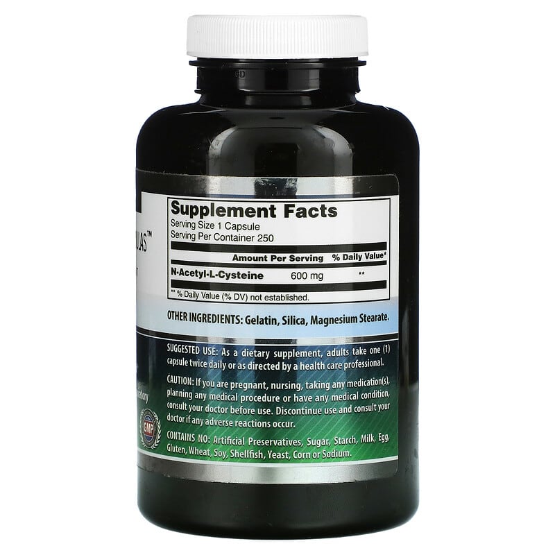 Amazing Nutrition NAC 600 mg 250 Capsules 2 Thành phần vi chất của Amazing Nutrition NAC 600 mg 250 Capsules 810180026192