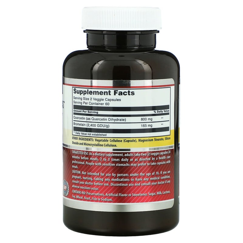 Amazing Nutrition Quercetin Bromelain 120 Veggie Capsules 2 Thành phần vi chất của Amazing Nutrition Quercetin Bromelain 120 Veggie Capsules 810180020985