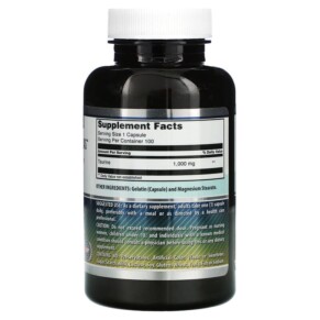 Thành phần vi chất của Amazing Nutrition Taurine 1.000 mg 100 Capsules 810180020886