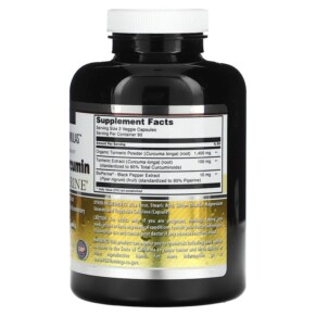 Thành phần vi chất của Amazing Nutrition Turmeric Curcumin with BioPerine 750 mg 180 Veggie Capsules 810180029230