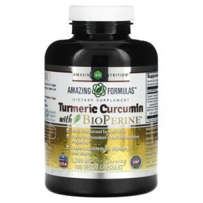 Thực phẩm chức năng Amazing Nutrition Turmeric Curcumin with BioPerine 750 mg 180 Veggie Capsules 810180029230