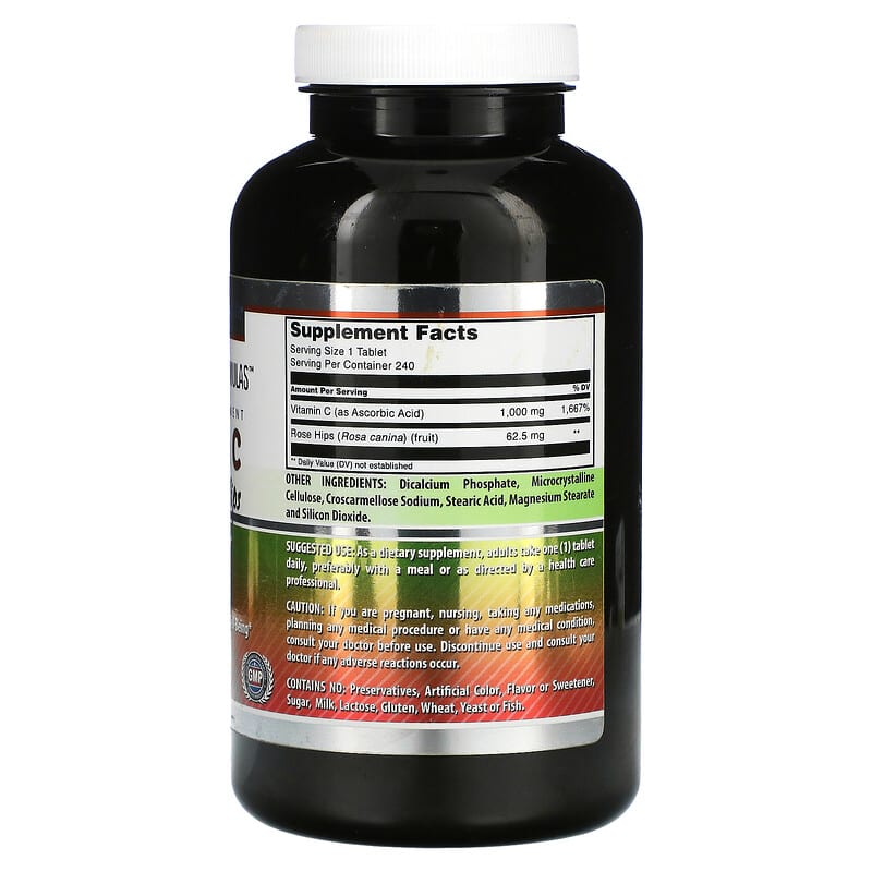 Amazing Nutrition Vitamin C with Rose Hips 1.000 mg 240 Tablets 2 Thành phần vi chất của Amazing Nutrition Vitamin C with Rose Hips 1.000 mg 240 Tablets 810180023610
