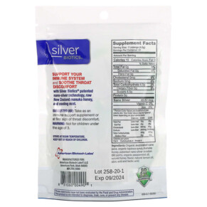 Thành phần vi chất của American Biotech Labs Silver Biotics Mighty Manuka Mint 21 Lozenges 3 oz (85 g) 831060004901
