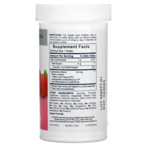 Thành phần vi chất của American Health Chewable Acidophilus Natural Strawberry 60 Chewable Wafers 076630303224