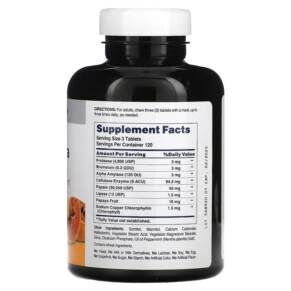 Thành phần vi chất của American Health Chewable Super Papaya Enzyme Plus 360 Tablets 076630502054