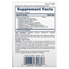 Thành phần vi chất của American Health Daily Care Probiotic Complex 20 Billion CFU 30 Vegan Capsules 076630300803