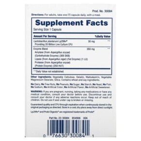 Thành phần vi chất của American Health Enzyme Probiotic Complex+ 30 Capsules 076630300841
