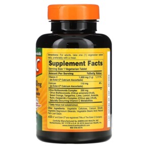 Thành phần vi chất của American Health Ester-C with Citrus Bioflavonoids 1.000 mg 120 Vegetarian Tablets 076630169820