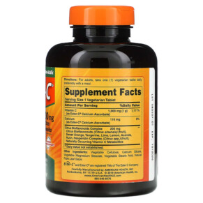 Thành phần vi chất của American Health Ester-C with Citrus Bioflavonoids 1.000 mg 180 Vegetarian Tablets 076630169844