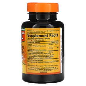 Thành phần vi chất của American Health Ester-C with Citrus Bioflavonoids 500 mg 120 Vegetarian Capsules 076630169660