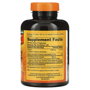Thành phần vi chất của American Health Ester-C with Citrus Bioflavonoids 500 mg 240 Capsules 076630169622