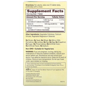 Thành phần vi chất của American Health Ester-C with D3 60 Vegetarian Tablets 076630347105