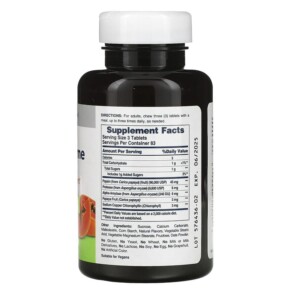 Thành phần vi chất của American Health Papaya Enzyme with Chlorophyll 250 Chewable Tablets 076630503044