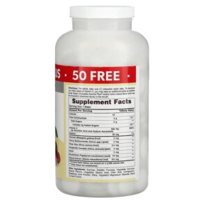 Thành phần vi chất của American Health Super Chewable Acerola Plus Natural Berry 500 mg 300 Wafers 076630111041