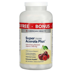 Thực phẩm chức năng American Health Super Chewable Acerola Plus Natural Berry 500 mg 300 Wafers 076630111041