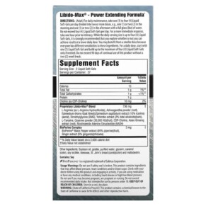 Thành phần vi chất của Applied Nutrition Libido-Max 3-Part Physical Response 75 Fast-Acting Liquid Soft-Gels 710363263195