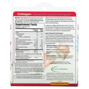 Thành phần vi chất của Applied Nutrition Liquid Collagen Skin Revitalization Tropical Strawberry & Kiwi 10 Liquid-Tubes 10 ml Each 710363578374