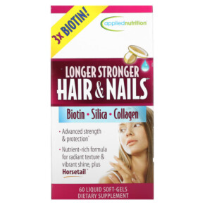 Thực phẩm chức năng Applied Nutrition Longer Stronger Hair & Nails 60 Liquid Soft-Gels 710363575175