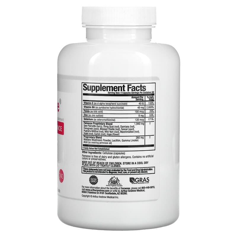 Arthur Andrew Medical Femesse Breast and Balance 240 Capsules 2 Thành phần vi chất của Arthur Andrew Medical Femesse Breast and Balance 240 Capsules 855571001815
