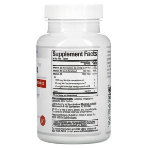 Thành phần vi chất của Arthur Andrew Medical KD Ultra Full Spectrum K2 with Vegan D3 90 Capsules 855822008341