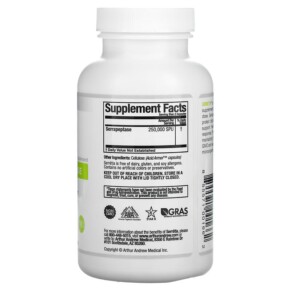 Thành phần vi chất của Arthur Andrew Medical Serretia Pure Serrapeptase 125.000 SPU 180 Capsules 855571001662