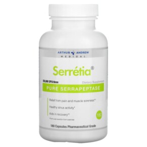 Thực phẩm chức năng Arthur Andrew Medical Serretia Pure Serrapeptase 125.000 SPU 180 Capsules 855571001662