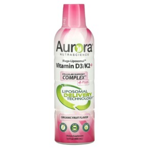 Thực phẩm chức năng Aurora Nutrascience Mega-Liposomal Vitamin D3/K2+ Organic Fruit 16 fl oz (480 ml) 628504648056