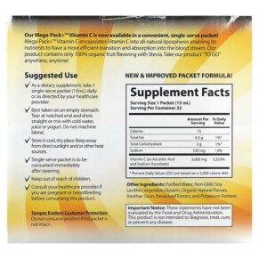 Thành phần vi chất của Aurora Nutrascience Mega-Pack+ Vitamin C 3.000 mg 32 Packs 0.5 fl oz (15 ml) Each 628504648179