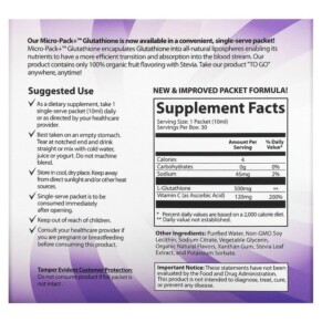 Thành phần vi chất của Aurora Nutrascience Micro-Pack+ Glutathione 500 mg 30 Packets 0.34 fl oz (10 ml) Each 628504648209