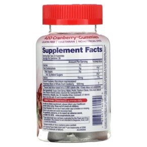 Thành phần vi chất của Azo Cranberry Gummies Berrylicious 72 Gummies 787651760100