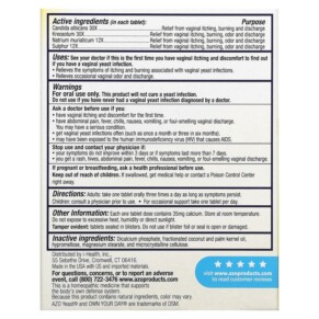 Thành phần vi chất của Azo Yeast Plus 60 Tablets 787651606675