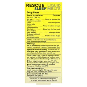 Thành phần vi chất của Bach Original Flower Remedies Rescue Sleep Liquid Melts 28 Capsules 741273015284