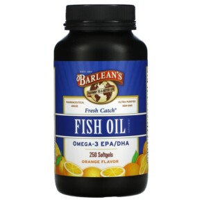 Thực phẩm chức năng Barlean's Fresh Catch Fish Oil Supplement Omega-3 EPA/DHA Orange 250 Softgels 705875610087