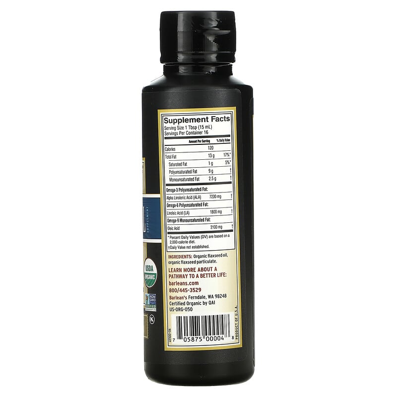 Barlean's Organic Lignan Flax Oil Supplement 8 fl oz (236 ml) 2 Thành phần vi chất của Barlean's Organic Lignan Flax Oil Supplement 8 fl oz (236 ml) 705875000048