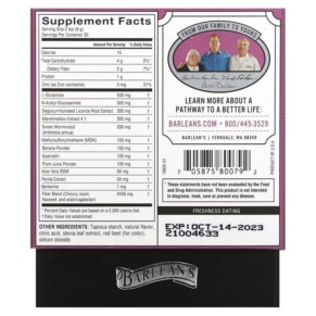 Thành phần vi chất của Barlean's Platinum Intestinal Repair Mixed Berry 6.35 oz (180 g) 705875800792